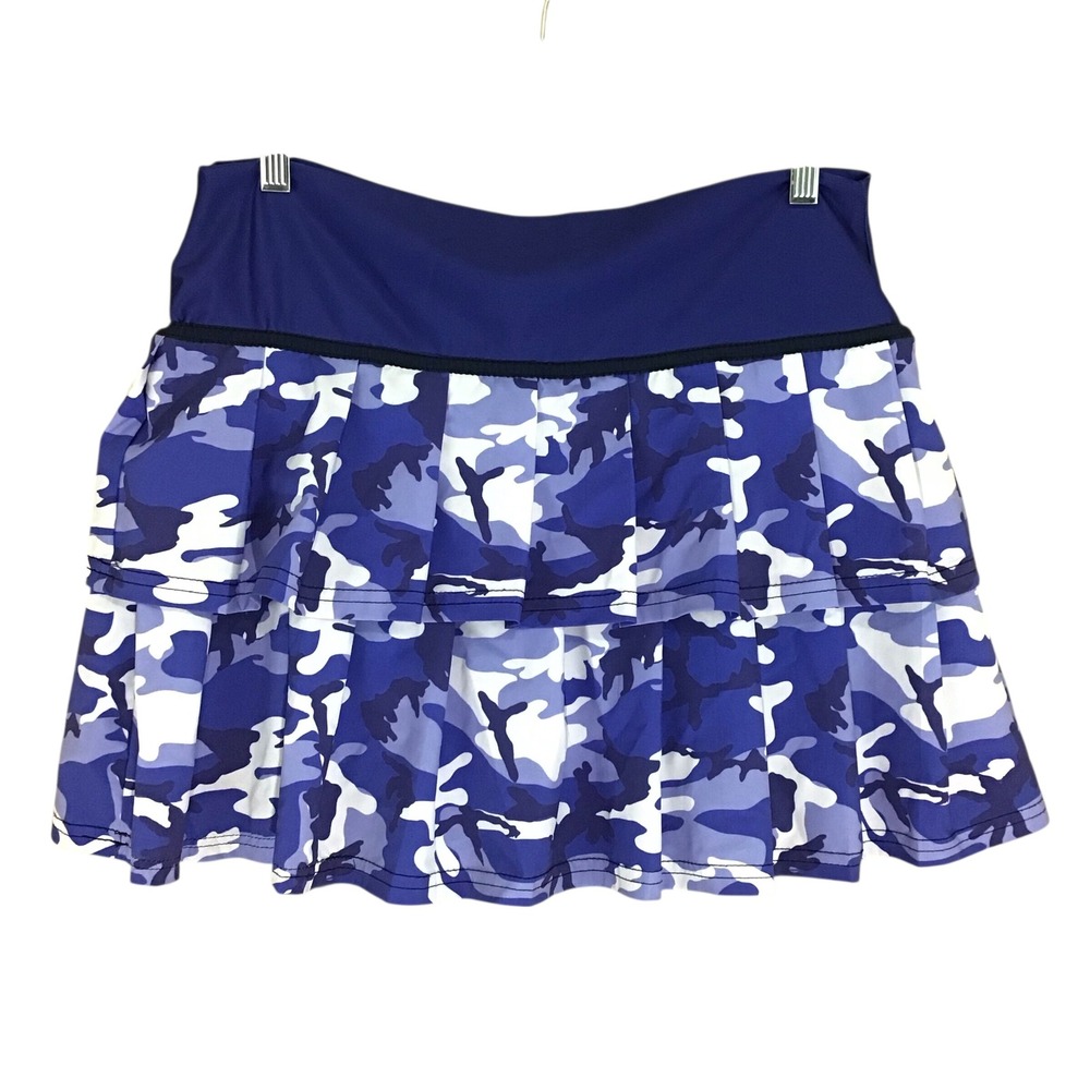 Faye+Florie Womens Camo Athletic Skirt Blue White XL Pleated Tennis‎ Golf